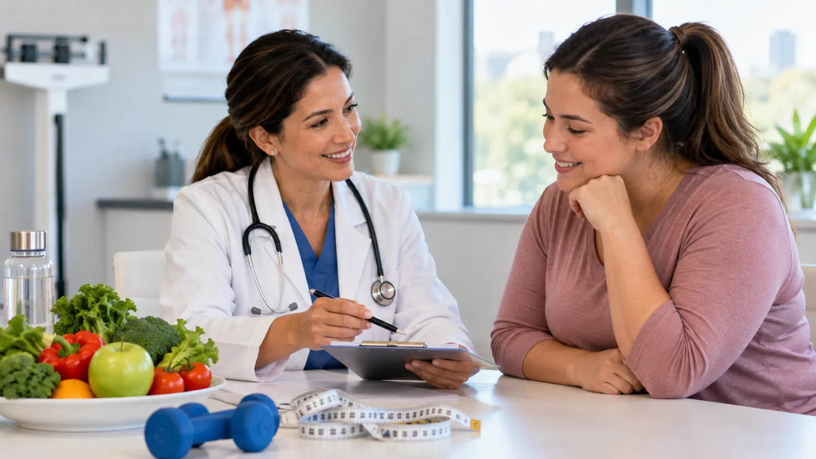 Doctor discussing a personalized medical weight loss plan with a patient