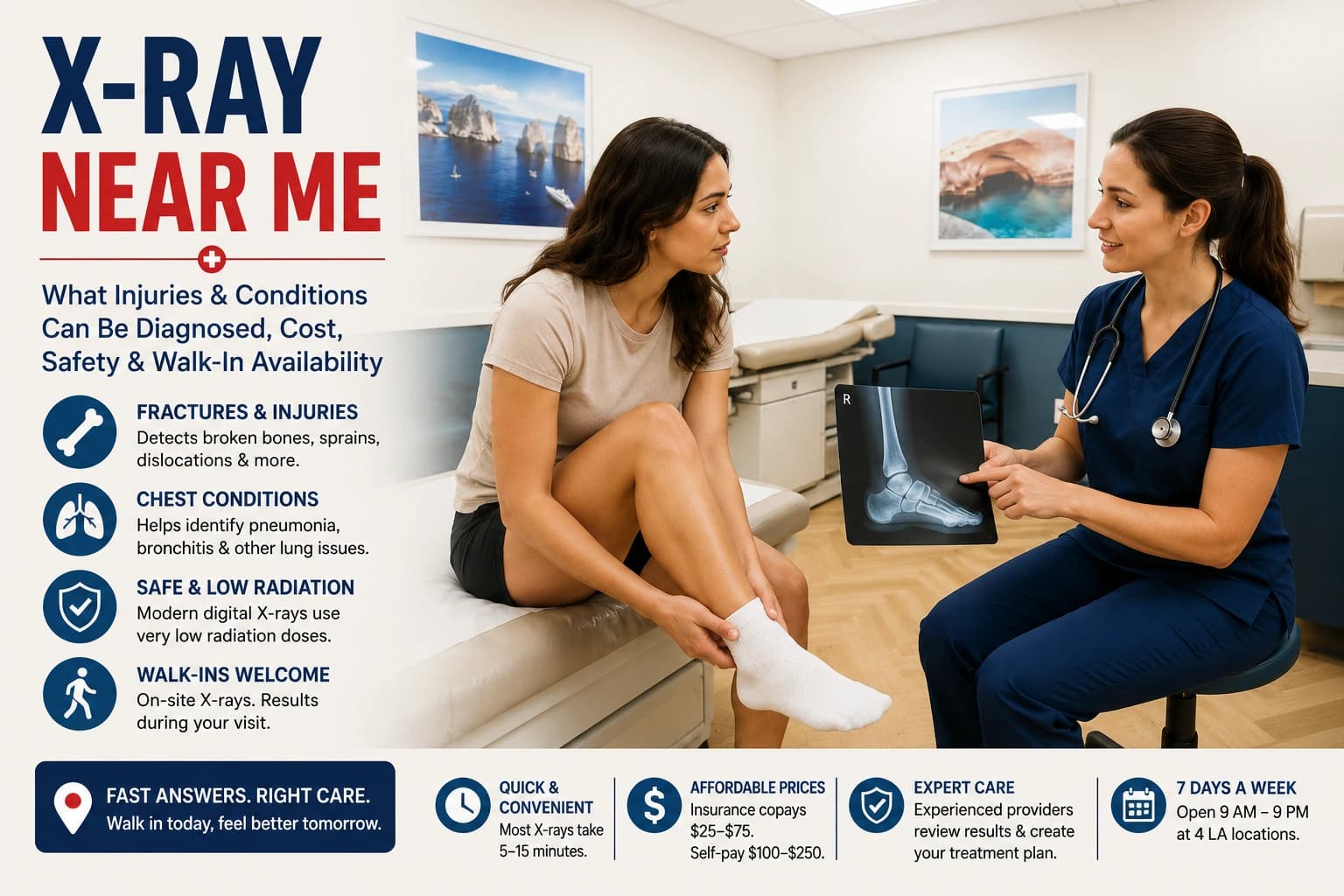 X-Ray Near Me: What Injuries & Conditions Can Be Diagnosed, Cost, Safety & Walk-In Availability